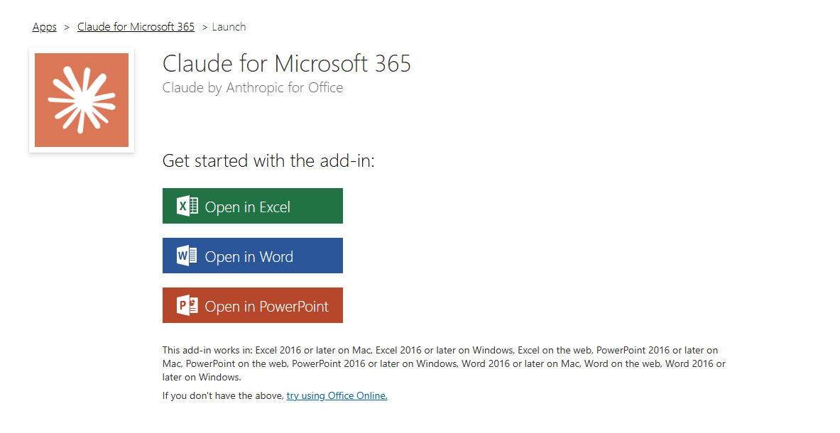 Claude for Microsoft 365 のインストール画面